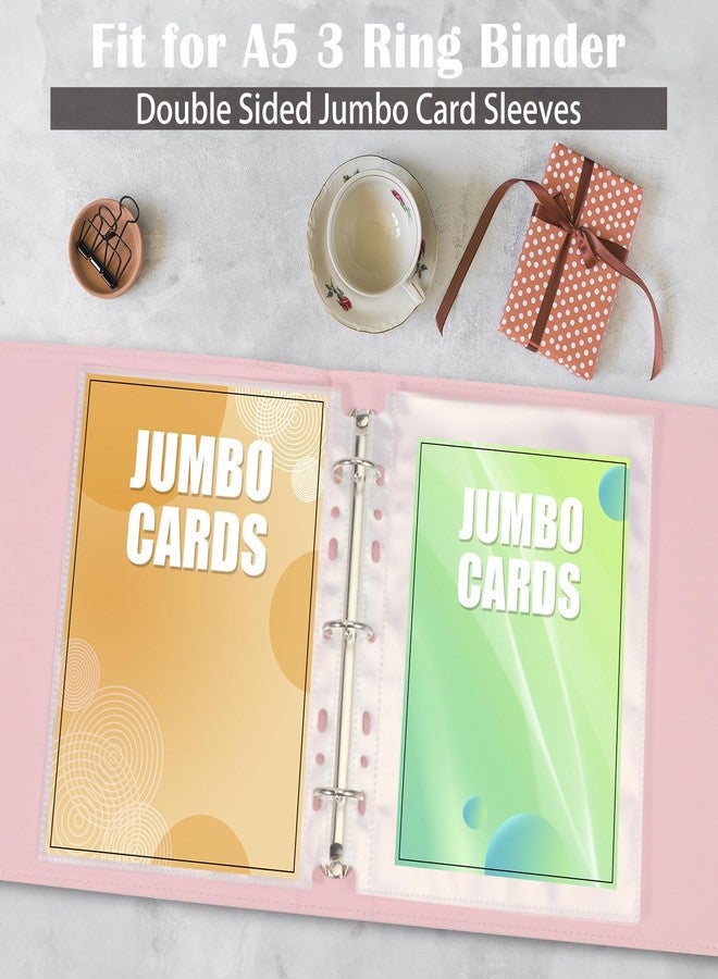 WITHYU 50 Pack Jumbo Card Sleeves for A5 3/6 Ring Binders, 5.7" x 7.9" Ultra-Clear Top-Loading Sheets, Double-Sided Design with 100 Pockets, Oversized Card Protectors - Image 5